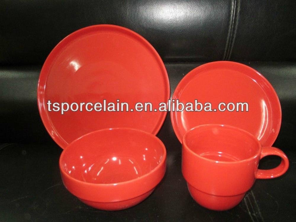 16pcs color glazed stoneware dinner set for round shape 3