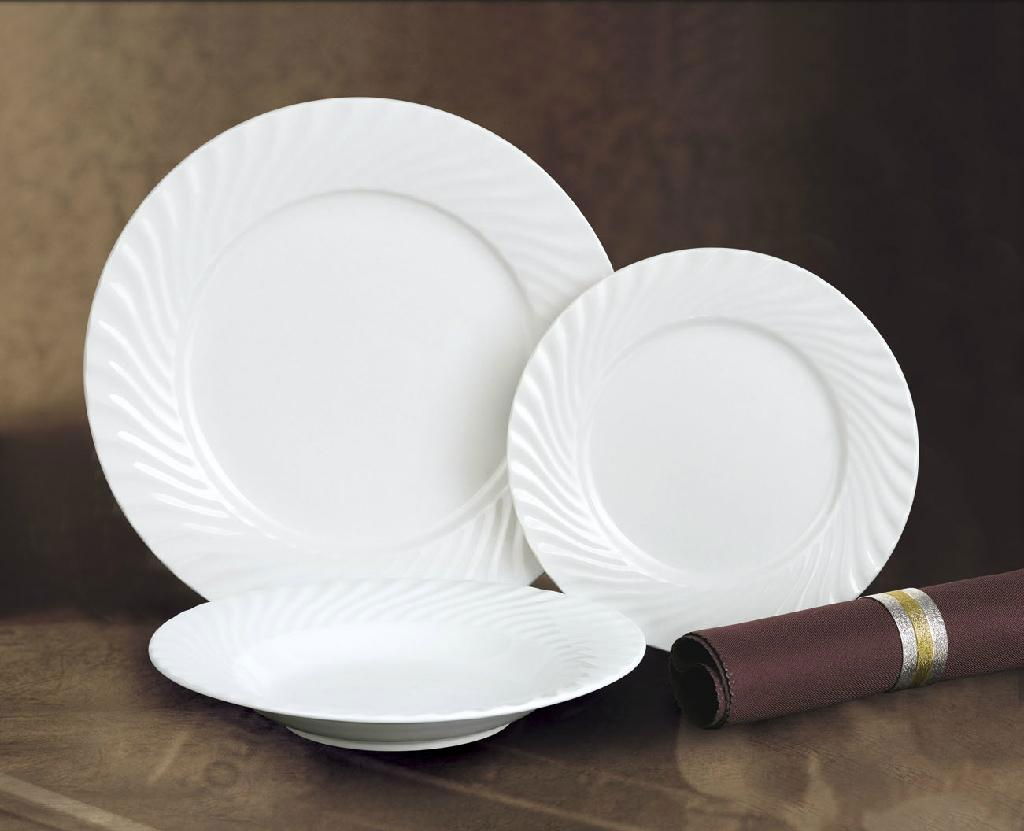 20pcs embossed white porcelain dinner set