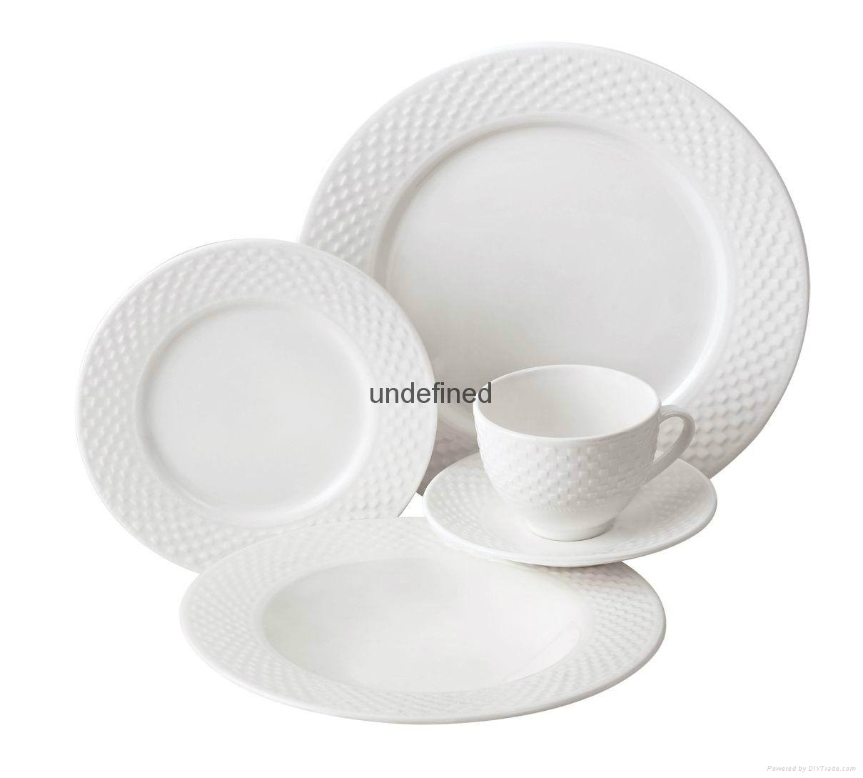 20pcs porcelain embossed dinner set 