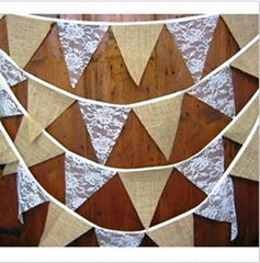 Rustic Hessian lace bunting  home banner garland rustic weddings country bar