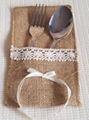 Rustic Wedding Burlap Ribbon Silverware Holder Pocket/ wedding Cutlery Pocket  4