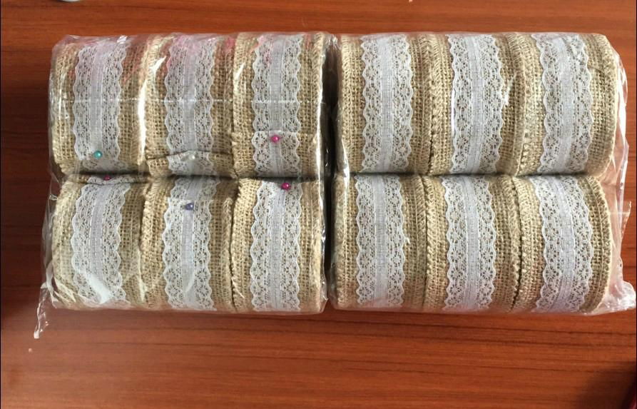  burlap home wedding wreath decoration Burlap Ribbon Lace Craft Gift wrapping   3