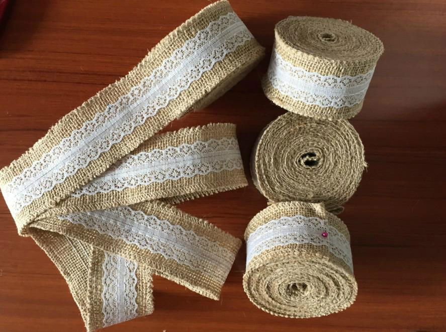  burlap home wedding wreath decoration Burlap Ribbon Lace Craft Gift wrapping   5