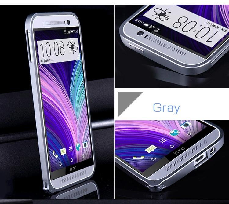 Aluminum crossline bumper case with buckle for HTC one M8 4