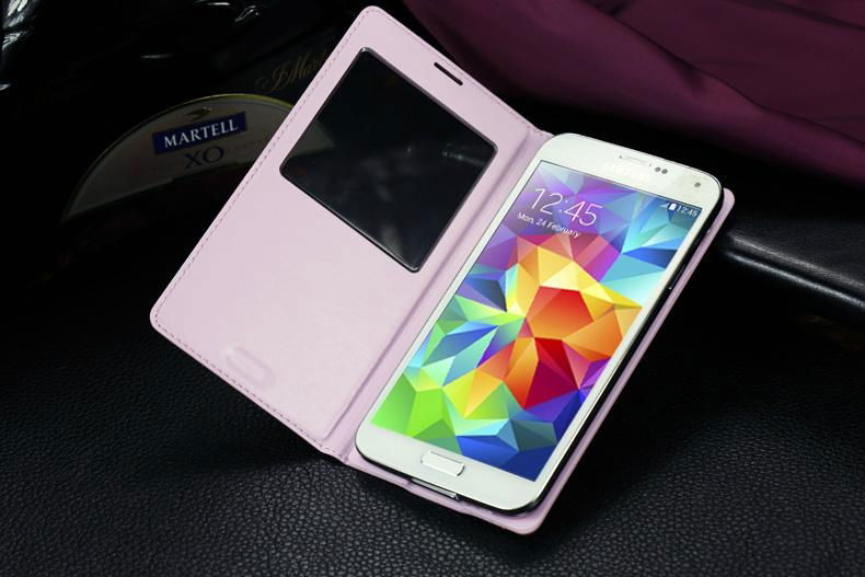 S view flip PU leather phone case for galaxy S5 4