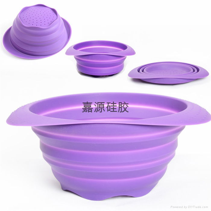 collapsible silicone colander basket strainer bowl 3