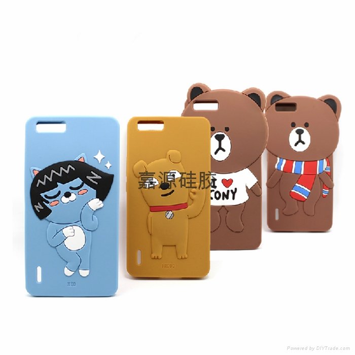 3D Cartoon Animal Shaped silicone mobile phone case 4