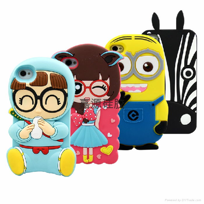 3D Cartoon Animal Shaped silicone mobile phone case