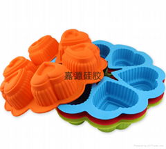 6 cavities heart shaped silicone baking