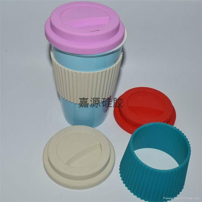 FDA standard silicone coffee cup lid cup sleeve 2