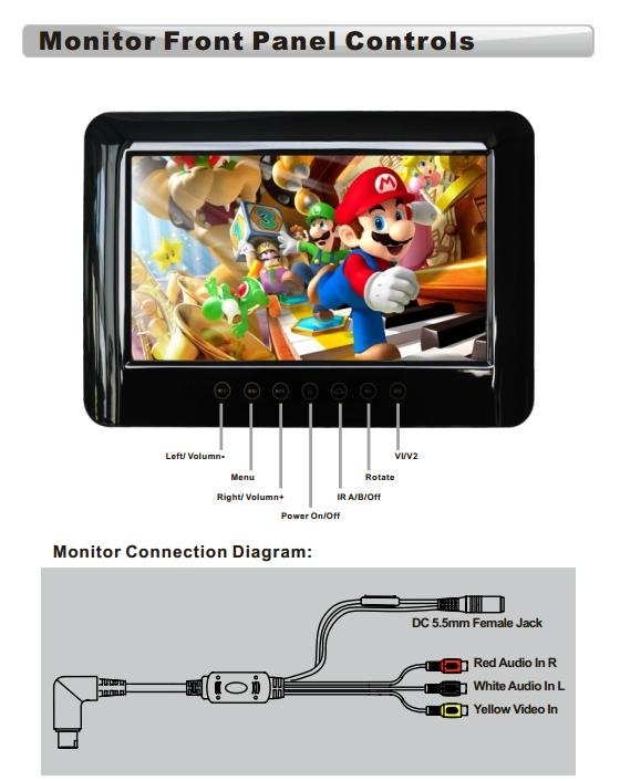 9 inch car headrest monitor with hdmi input for universal auto 4