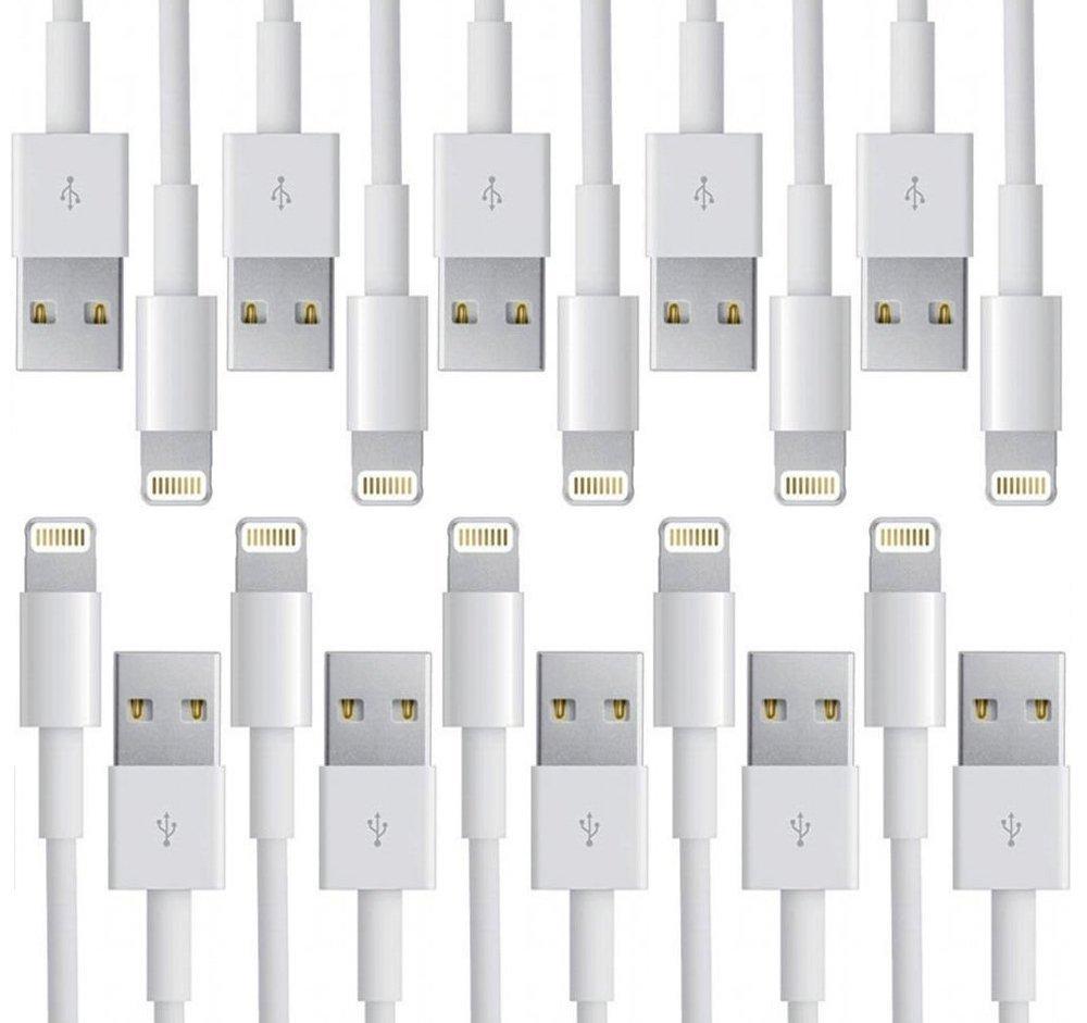 Lightning Data Cable For Apple iPhone 5 iPhone 6 White Bulk (Pack OF 10)