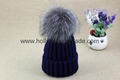 High Qualtiy Wool Acrylic Real Fox Fur Man Women Winter Knitted Beanie Hat Cap   2