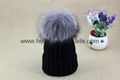 High Qualtiy Wool Acrylic Real Fox Fur Man Women Winter Knitted Beanie Hat Cap   3