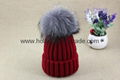 High Qualtiy Wool Acrylic Real Fox Fur Man Women Winter Knitted Beanie Hat Cap   4
