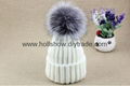 High Qualtiy Wool Acrylic Real Fox Fur Man Women Winter Knitted Beanie Hat Cap   5