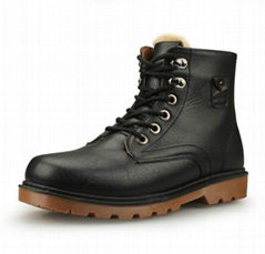 high top men's rubber sole genuine leather casual boots shoes