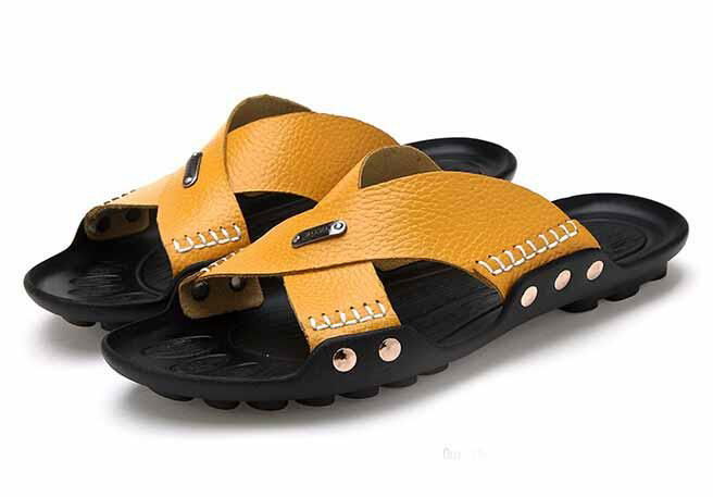 genuine leather open toe flat outdoor casual sandals for Men 3