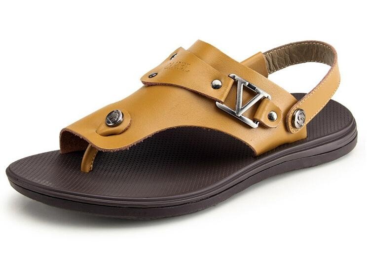 genuine leather open toe flat outdoor casual sandals for Men 5