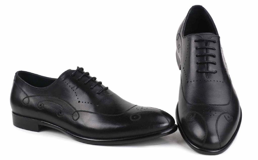 sharp toe formal style genuine leather flat dress shoes for men 2