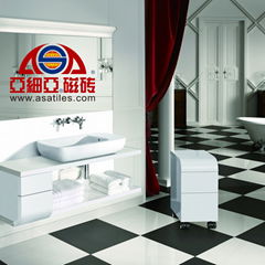 Black and White polished porcelain floor tile