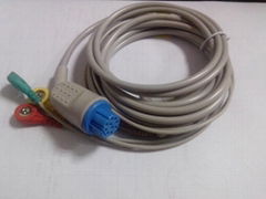 Compatible Datex 3 lead ECG cable ,snap end