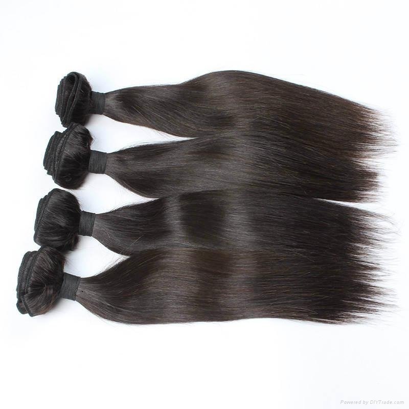 Top Quality  100% Human Virgin Remy Hair Natural Black Silky Stright Hair Weave 4