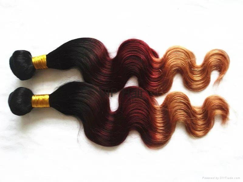 Hot Sale Top Quality Ombre Boday Wave100% Indian Virgin Human Remy Hair Weavin   2