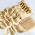 Promotion 100% Human Virgin Hair  Blond Body Wave Hair Weavings 2