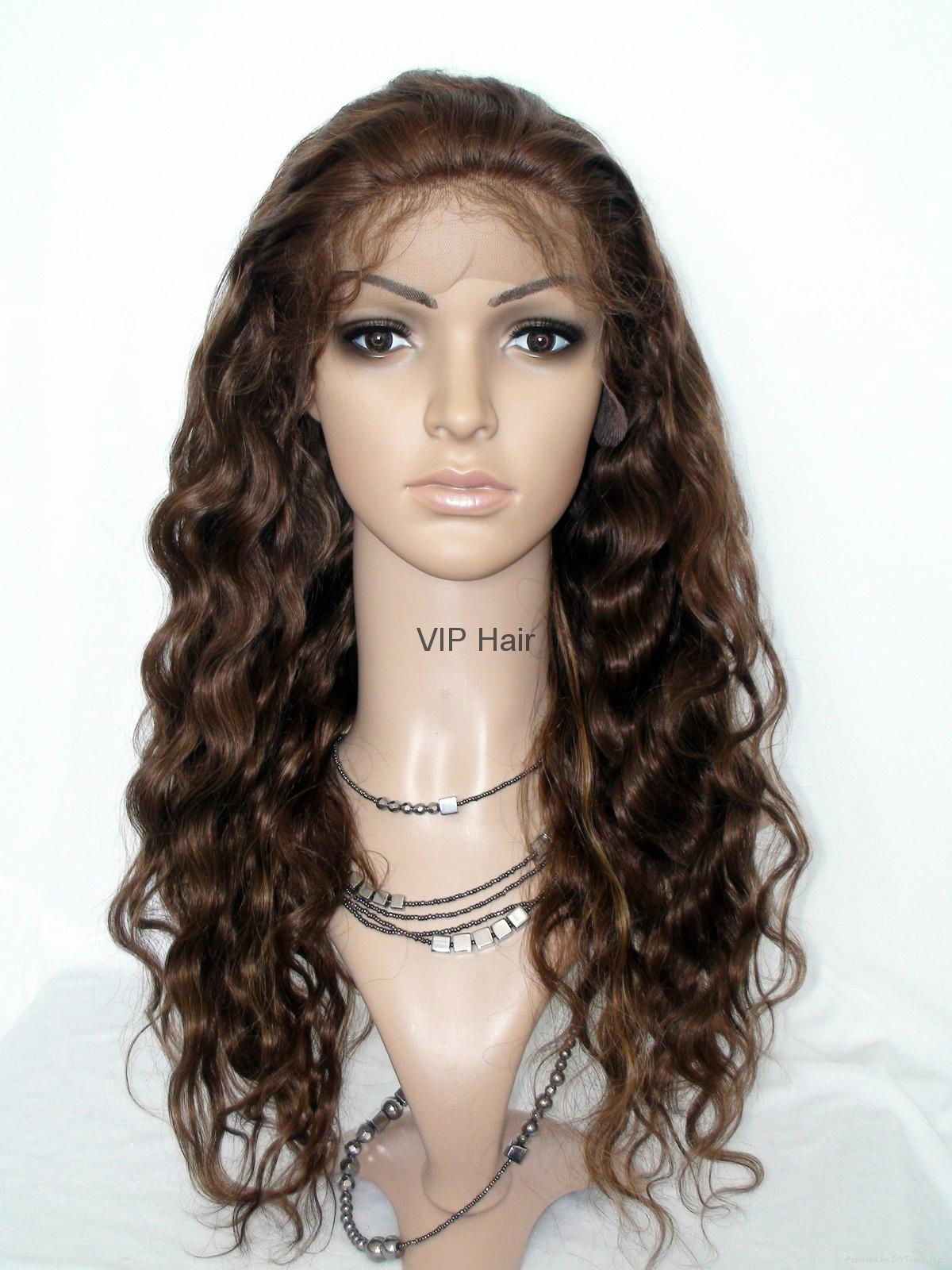 Hot Sale 100% Indian Remy Hair Brown Body Wave Human Hair Full Lace  Wig 2