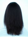 Popularity 100% Indian Vigin Hair Black Kinky Curly Afro Woman Full Lace Wig 2