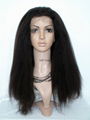 Popularity 100% Indian Vigin Hair Black Kinky Curly Afro Woman Full Lace Wig 3