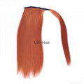 Hot Sale  Heat-Resistance Fiber Synthetic Silky Straight Pony Tail Hair Pieces 3