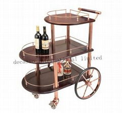 Three-Tiered Dessert Cart of Copper Wood (DCS2043 HC)