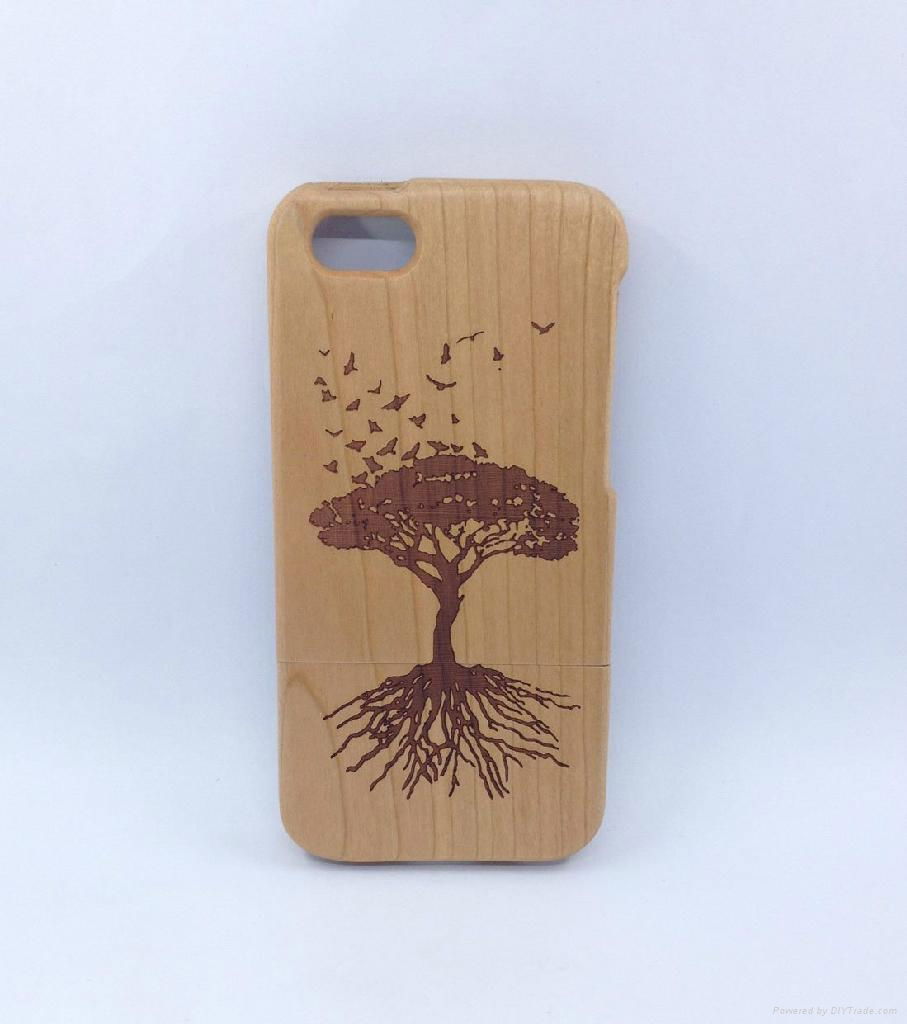 Unique Handmade Natural Wood Wooden Hard solid wood case cover for Iphone5C