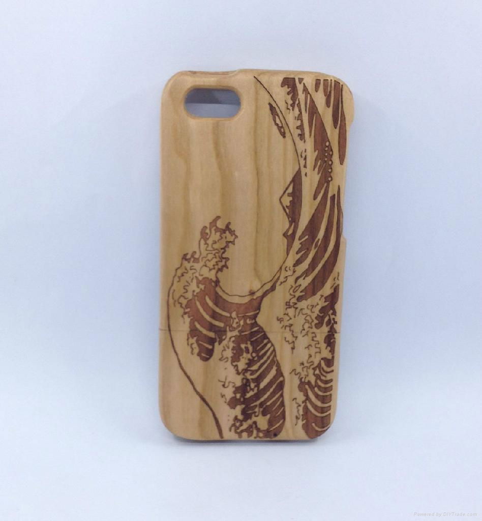 Unique Handmade Natural Wood Wooden Hard solid wood case cover for Iphone5C 3