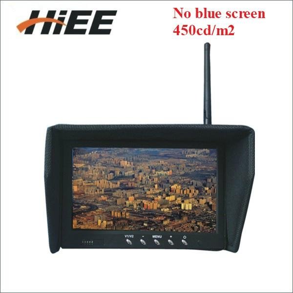 HIEE 5.8G 32CH Integrated Quadcopter FPV monitor:No Blue Screen 7" LCD screen 