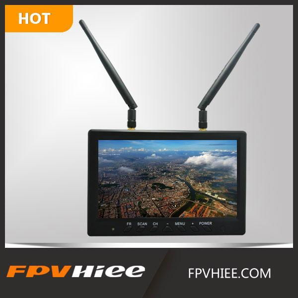 HIEE 5.8GHZ 32CH Built-in Li-battery &double receivers quadcopter fpv monitor  5