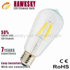 E27/E26 dimmable 4W 6W filament led bulb