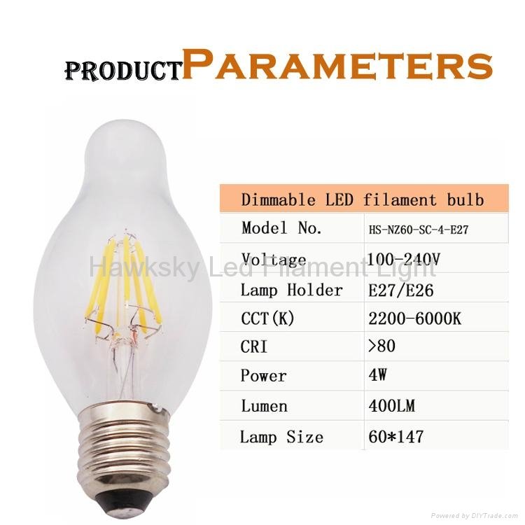 Classical Style High Lumens Dimmable Ceramics E27 4W Filament Lamps 3