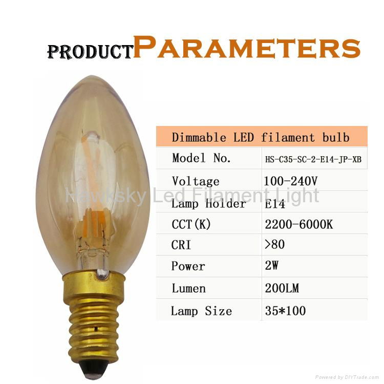 energy saving lamp wholesale shenzhen dimmable 4w e14 filament bulb 2