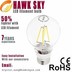360 degree e27 6w led filament bulb