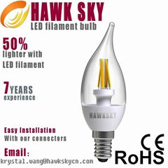 2014 long use 1250days popular model 3W-12W high power led filament bulb