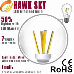 CE RoHS certificated high Lumen led filament bulb factory
