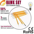 Free shipping 4w Halogen equivelant CE ROHS UL approved led filament bulb