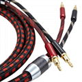 OEM accepted Nylon Sleeve Hi-Fi Speaker Cable with Gold Plated Banana Connector  4