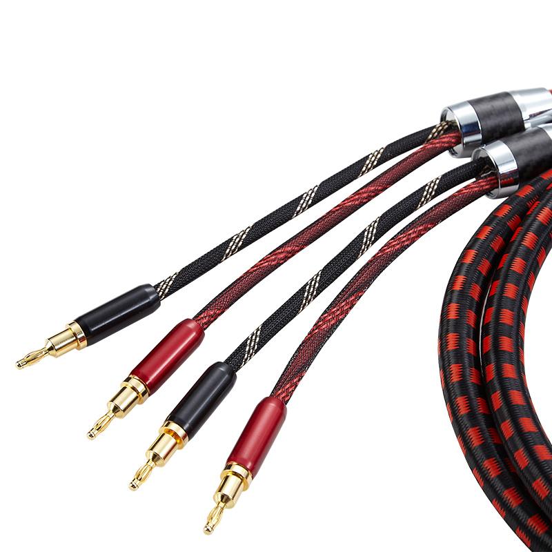 OEM accepted Nylon Sleeve HiFi Speaker Cable with Gold Plated Banana