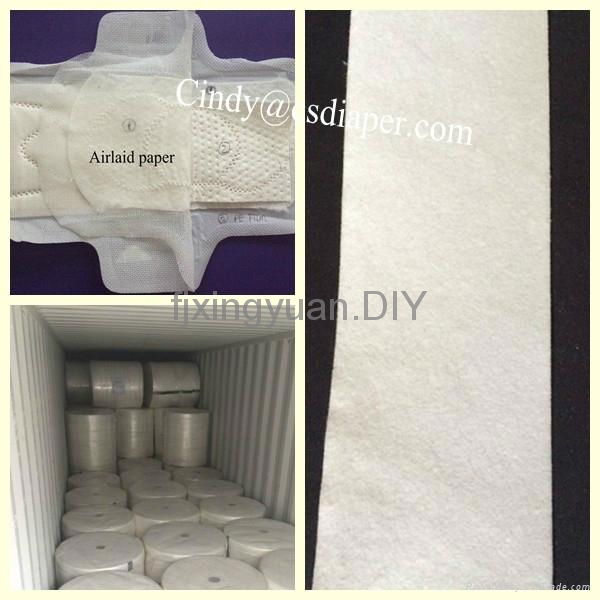 Airlaid paper with sap or without sap for sanitary napkins