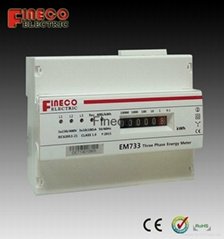 EM733 3 phase 4 wire kwh meter din rail mounted energy meter with s0 output