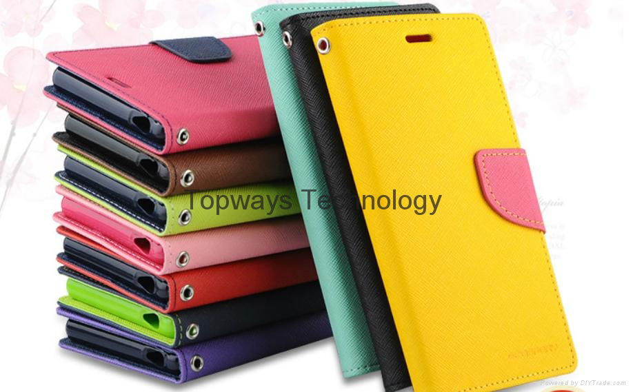 New Flip Leather Mercury Case Sony xperia z3 Stand Wallet Case with Card Slot 